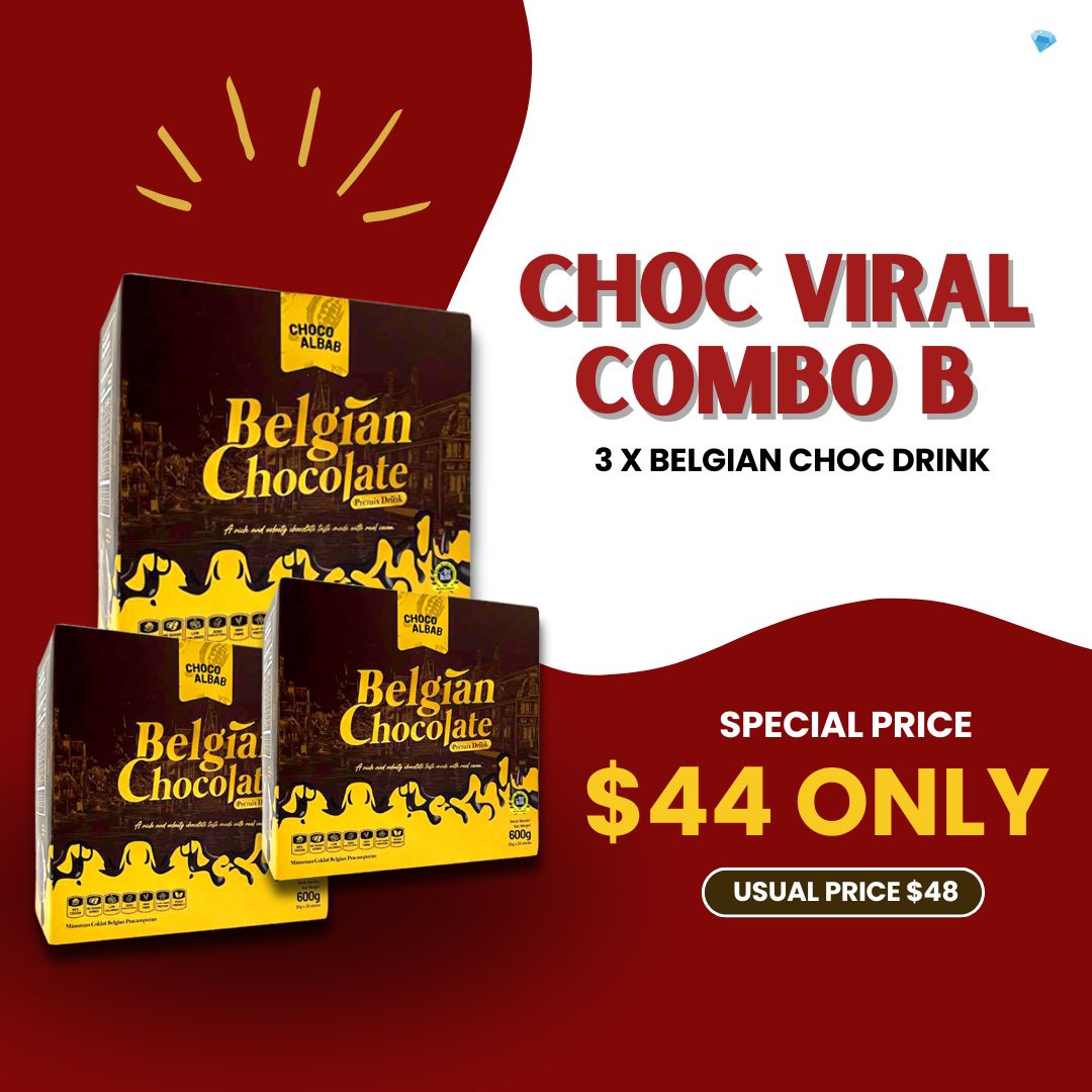 ChocoAlbab - Belgian Chocolate Drink [30gm/20sachets/600gm/box]