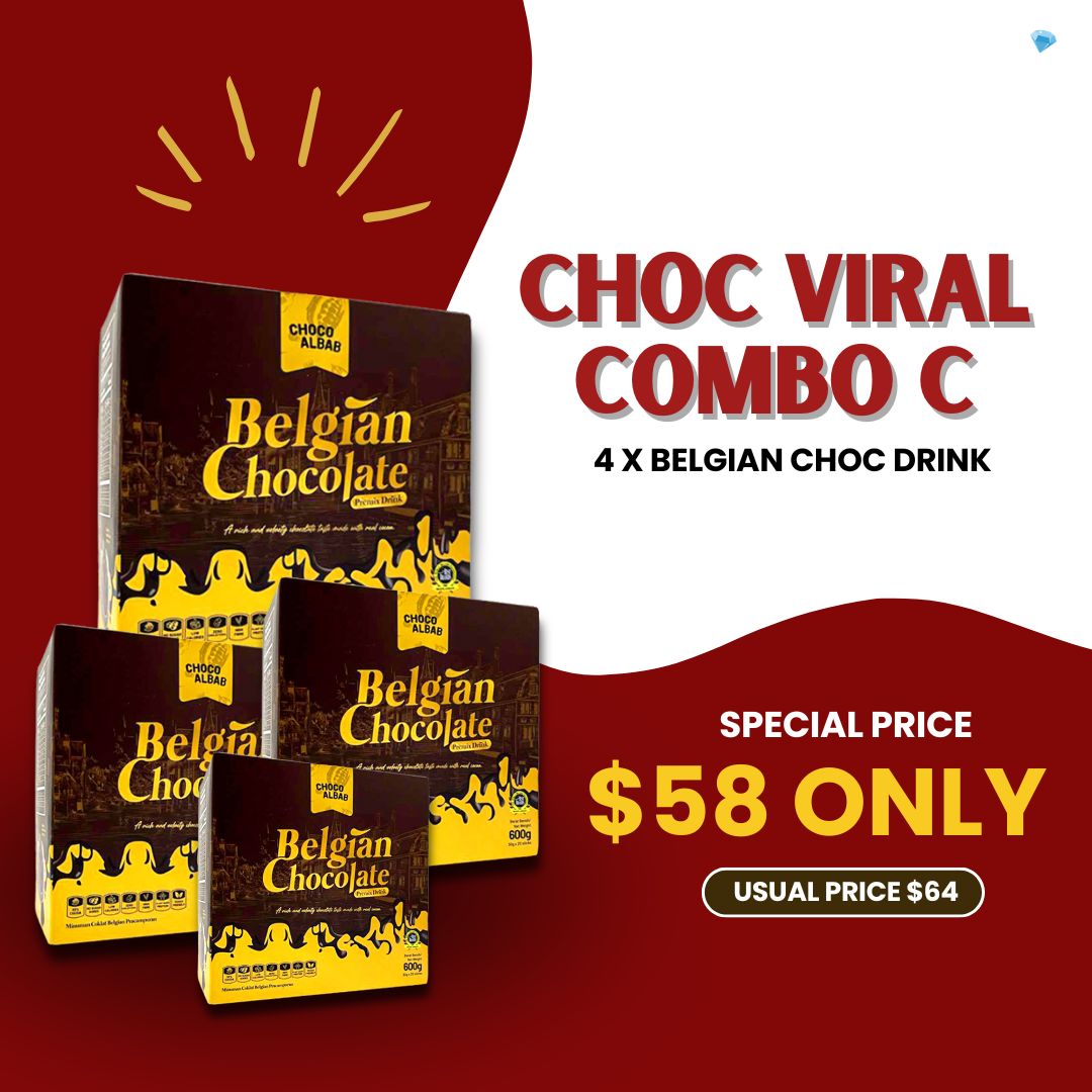ChocoAlbab - Belgian Chocolate Drink [30gm/20sachets/600gm/box]