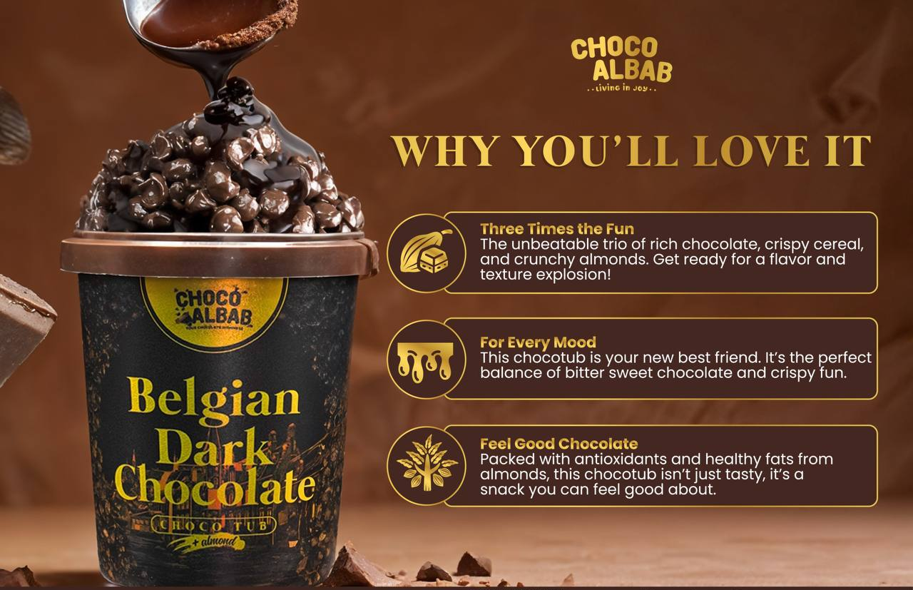 ChocoAlbab - Belgian Dark Chocolate Tub [260gm/tub]